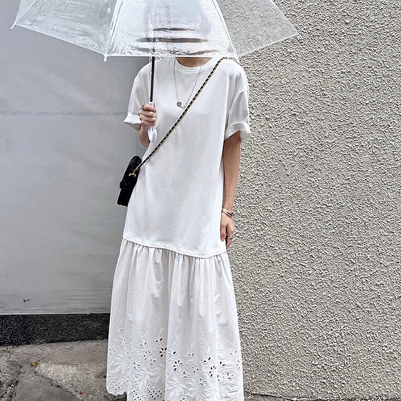 Pixie market WHITE EYELET TEE DRESS-BESTSELLER - Picture 1 of 5